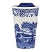 Spode Blue Italian 8oz Porcelain Travel Mug with Lid – Scenic Patterned Drinkware with Decorative Border - Portable Ceramic Coffee Cup for Brunch, Tea, On-the-Go Hot Beverage Moments