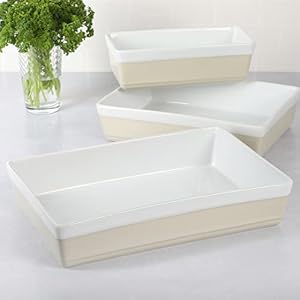 MARTHA STEWART 3 Piece Oven to Table Stoneware Bakeware Baking Dish Casserole Set Grey