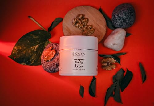 Image of Jivada Lacquer Body Scrub with Walnut, Oatmeal & Kaolin Clay | Tan Removal, Dead & Dull Bumpy Skin| Brightened Smooth Skin | All Skin Types | Women & Men | Sulphate & Paraben Free |100g