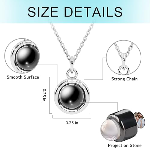 Picture Necklace Personalized for Women - Customized Photo Projection Necklace Round Pendant Necklace - Birthday Anniversary Memorial Gifts Girlfriend Wife Mother Daughter3