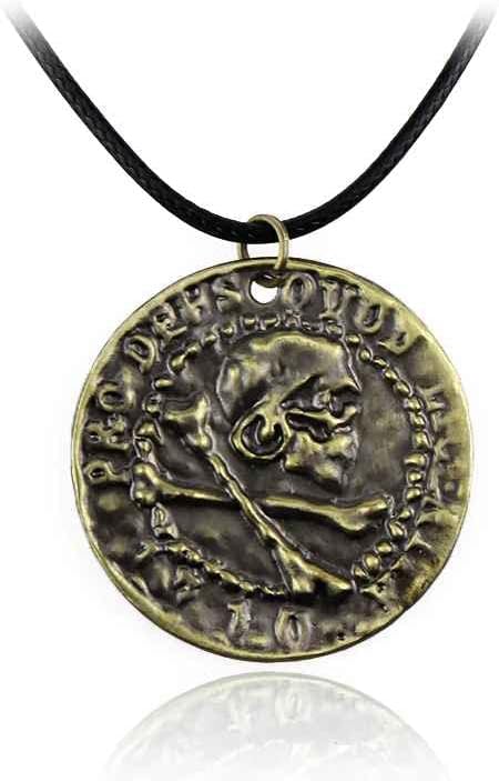 Uncharted 4 Inspired Antique Ship Skull Coin/Ring Pendant Necklace Fashion Jewellery Accessory for Men and Women