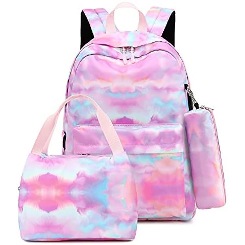 Leaper Water-Resistant Chic School Backpack Girls Lunch Bag Purse Pencil Case (Pink-2034) Cover