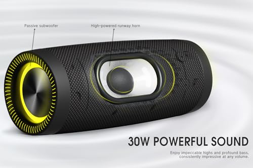 Bluetooth Speaker, Portable Wireless Speaker with 30W Stereo Deep Bass, IPX67 Waterproof, TWS, 18H Playtime, Dual Pairing - Compact Speaker for Home, Outdoor Camping, Party - Red - Image 3