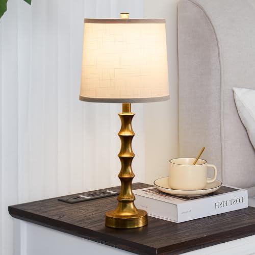 Hgnpjc JC-8 Gold Table Lamp 24 Inch Nightstand Lamps Set Of 2 Bamboo Shape Base Metal Desk Lamps thumb #4