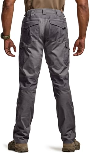 Image of CQR Men's Flex Ripstop Tactical Pants, Water Resistant Stretch Cargo Pants, Lightweight EDC Hiking Work Pants