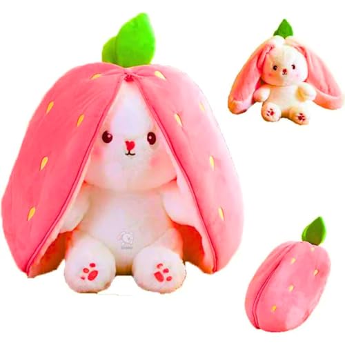Image of AVSHUB Reversible Bunny Rabbit Soft Toy for Kids | Cute Plush Stuffed Bunny Doll for Girls, Home Decor & Birthday Gift | Pink White | 25 cm