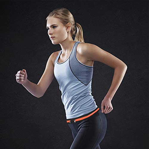 Running Belt Slim Waist Pocket Belt, Runners Belt Fanny Pack with 2 Expandable Pockets for Men and Women , Sweatproof Mobile Phone Pouch Bag, for Hiking Jogging Cycling and for 6 inches smartphone