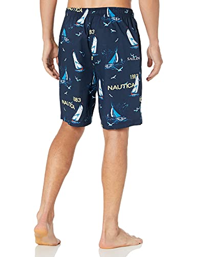 Image of Nautica Men's Soft Woven 100% Cotton Elastic Waistband Sleep Pajama Short