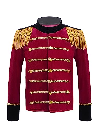 JEYPINMI Kids Boys Girls Drum and Trumpet Team Tassels Jacket Coat Marching Band Uniform Majorette Performance Tops