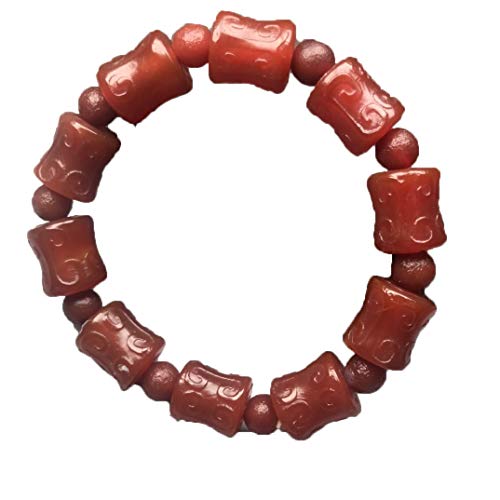 Bracelet à motif d'agate ancienne naturelle marron pour homme et femme