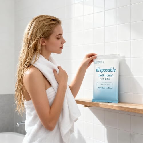 Toallas de baño desechables, 25 piezas toalla grande de viaje 55 x 28 pulg, toallitas comprimidas portátiles para playa, ducha, senderismo, natación, hotel, camping - esenciales para viajes miniatura 2