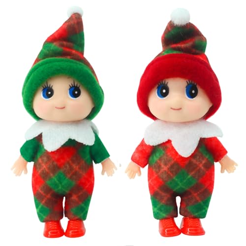 POPOYU 2 Pezzi Elfo di Natale Piccolo,Mini Elfo Natale Pupazzo,Piccoli Elfi Elfi di Babbo.Natale Baby BambolaNatale,Elfo.di NatalePiccolo Bambola MiniElfi Bebè per Ragazze Ragazzi CompleannoNatale
