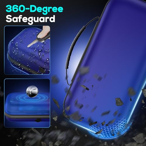 Image of Auarte [Charge inside Carrying Case for Nintendo Switch 2 2025 / Switch OLED / Switch with Adapter and for Joy Cons Storage, Travel Cases for Switch 2 Console with 22 Game Card Storage (Blue)