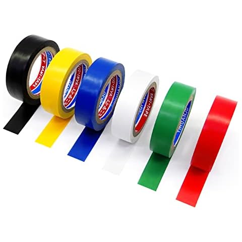 6 Pack Multi Coloured Electrical Tape, ALBOYI Waterproof Insulation Tape PVC Electrical Insulating Tape 17mm x 9m, Adhesive Electric Tape for Repairing Broken Wires, Masking and DIY Projects Cover