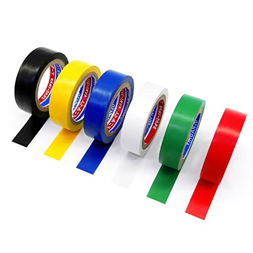ALBOYI 6 Pack Multi Coloured Electrical Tape, Waterproof Insulation Tape PVC Electrical Insulating Tape 17mm x 9m, Adhesive Electric Tape for Repairing Broken Wires, Masking and DIY Projects