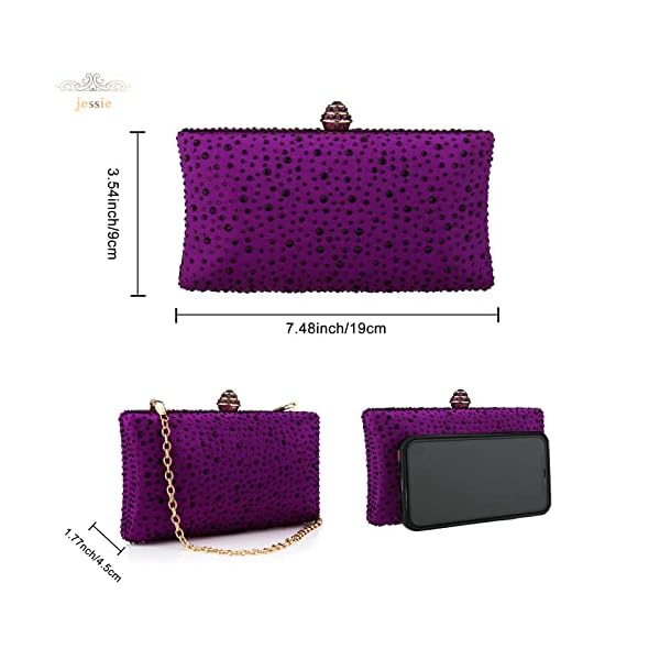 Women Beaded Clutch Bag Rhinestone Crystal Purse Glitter Evening Handbag for Wedding Cocktail Prom Party - Image 5