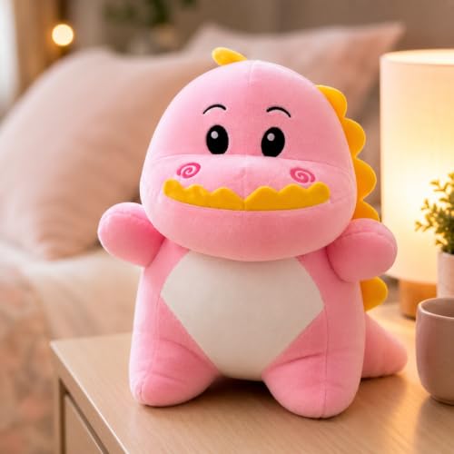 Image of Toys for Kids Dinosaur Soft Plush Stuffed, Ultra Soft Skin-Friendly Polyester Cuddly Toy for Baby Boys and Girls, Washable Gift for Birthday, Playtime and Nursery Decor, Size 16 x 10 cm
