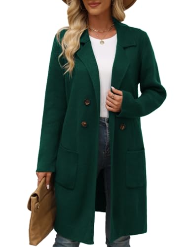 CiCiBird Women Fall Long Cardigan Sweater Trendy Knit Jacket Coat Dressy Blazer Coatigan Green M