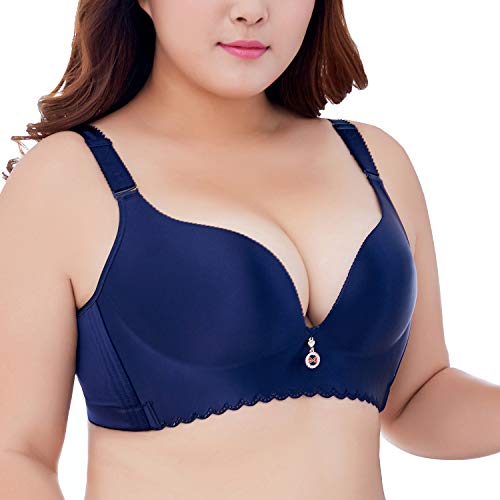 Ohrwurm Women Plus Size Bra Wire Free Push Up Smoothing Back Everyday Bra Blue 42Dd #TOP15
