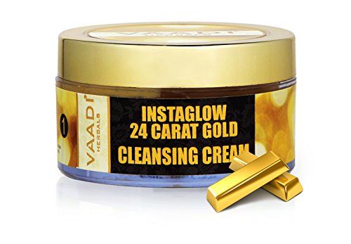 24 Carat Gold Cleansing Cream with Marigold Oil & Wheatgerm Oil Herbal Facial Cleansing Creams ALL Natural Paraben Free Sulfate Free Suitable for Both Men and Women Good for All Skin Types (Oily, Glowing, Dry, Normal, Combination, Sensitive) - 1.8 Ou