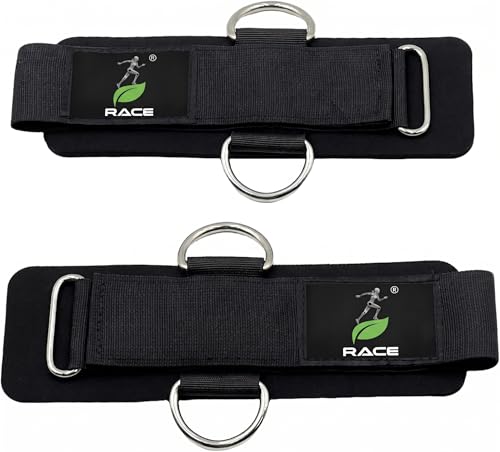 Image of RACE Wrist Cuffs Lifting Straps with D-Rings Adjustable, Weight Lifting Straps for Cable Machine, Strength Training Equipment For Weightlifting & Gym Training