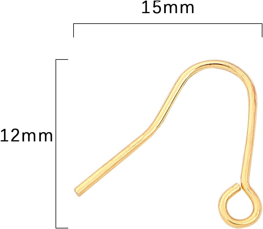 18K Gold Plated Earring Hooks 12x15mm 100pcs for Jewelry Making Findings - Image 2