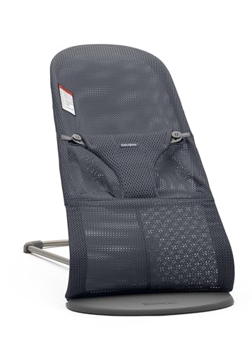 Image of BabyBjörn Bouncer Bliss, Anthracite, Mesh | 2-in-1 Adjustable Baby Bouncer Seat and Toddler Chair, Newborn to Toddler (8-29 lbs), 4 positions, Lightweight & Portable