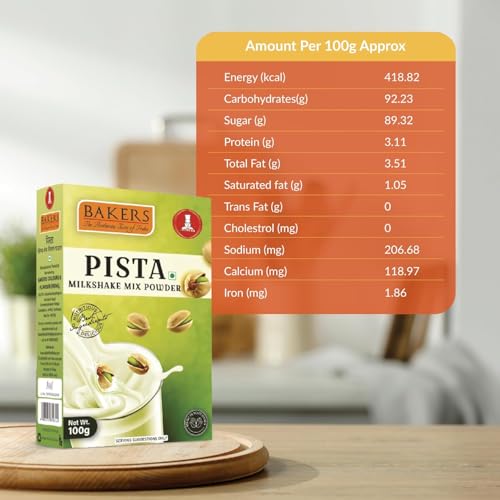Image of BAKERS Milk Shake Mix Powder - Pista Flavor (100g x 4, 400g) | Instant Thick & Creamy Shake Mix | Rich & Delicious Dessert Drink | Ready to Mix with Milk | No Preservatives |Ready in 30 Sec