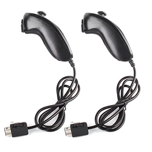 DSYJ Wii Nunchuck Controller Nunchuck Controller per Nintendo Wii Videogioco Nero Confezione da 2