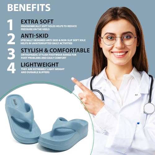 Image of DOCTOR HEALTH SUPER SOFT Women's Hot Pink Flip-Flops Slippers | Flip-Flops | Women's & Girl's Slippers | Comfortable & Lightweight | Soft Foot Massager | All Day Wear Flip-Flops Slipper