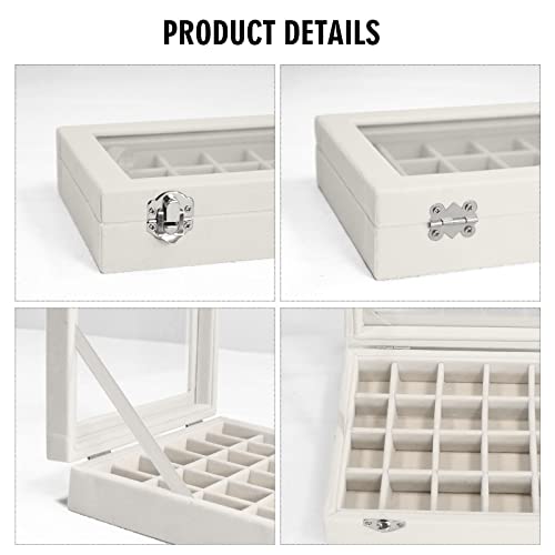 Vicoter Velvet Jewelry Box 24 Grid Jewelry Ring Display Organiser Box Tray Holder Earrings Storage Case For Girls Wife Mom Women thumb #3