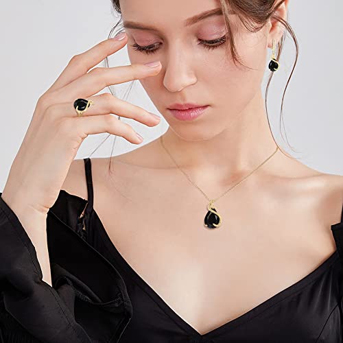 EVER FAITH Wedding Jewelry Set for Bride Bridesmaid, Glamour Teardrop Cubic Zirconia Pendant Necklace Earrings Tennis Bracelet Open Ring Sets for Birthday/Valentine's Day/Mother's Day/Christmas2