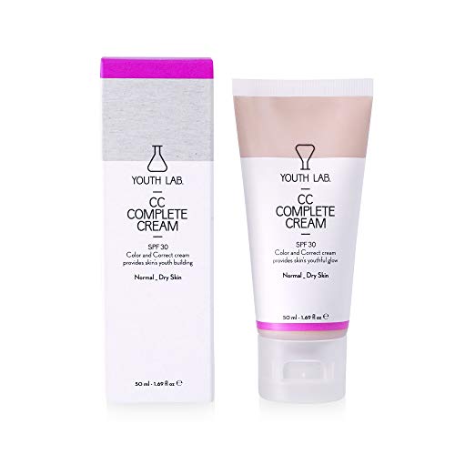 YOUTH LAB CC Complete Face Moisturizing Cream - Tinted Facial Moisturizer SPF30 for Normal to Dry Skin - Pigmented Day Cream with Sunscreen for Women - Deeply Hydrating and Rejuvenating Skin Care
