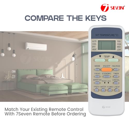 Image of 7SEVEN Compatible Onida AC Remote R51 Model 160 1 1.5 2 Ton Split and Window Air Conditioner - Match Exactly with Existing Onida ac Remote Control