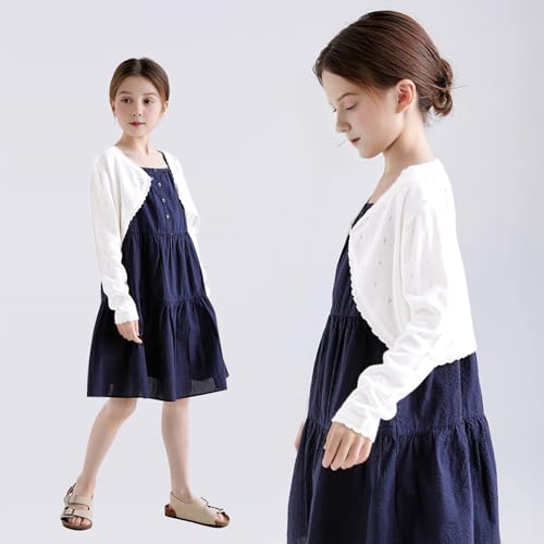 Girls Cardigan, Girls Bolero Shrug Sweater, Kids Knit Hollow Out Long Sleeve, Button Cover Up Cropped Tops4