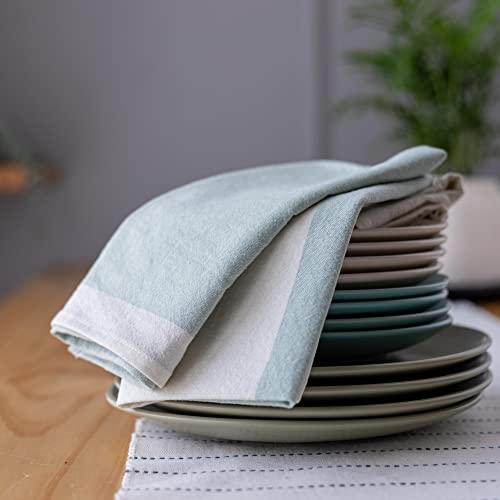 Folkulture Cloth Napkins 20X20 Inches, Set Of 6 Cotton Table Napkin Cloth Washable And Soft For Farmhouse Style Decorations, Boho Dinner Napkins Cloth For Dining Room, Durable - Reusable, Misty Green #TOP5