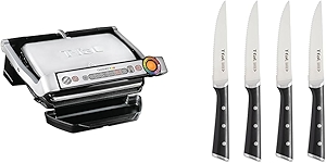 OptiGrill Stainless Steel Electric Grill With T-fal Ice Force Stainless Steel Steak Knives set