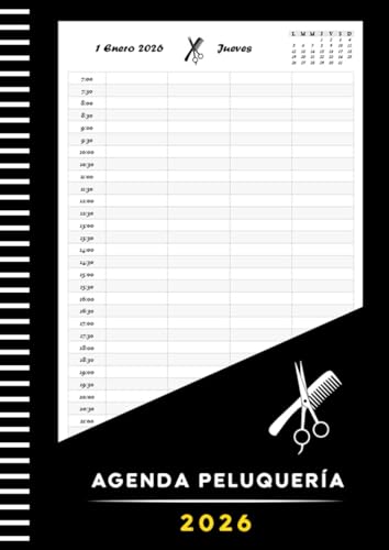 Agenda Peluquería 2026: Libro de citas peluquería, barbería y estilista | 1 día por página |...