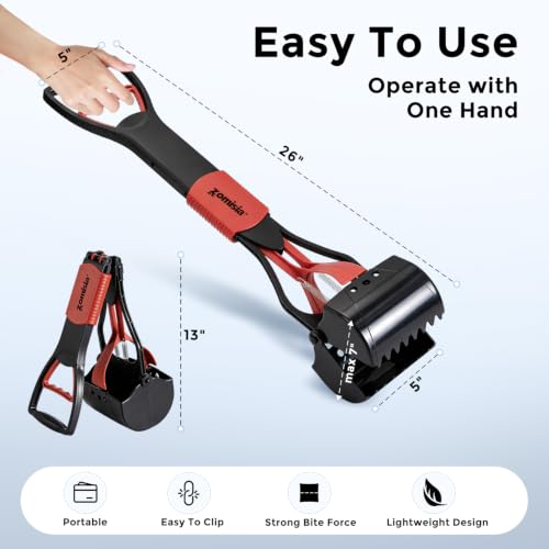 Image of ZOMISIA 26 inch Pooper Scooper with Waste Bags - Poop Scooper for Large Dogs with Long Handle High Strength Material and Durable Spring for Yard, 30 Count Poop Bags