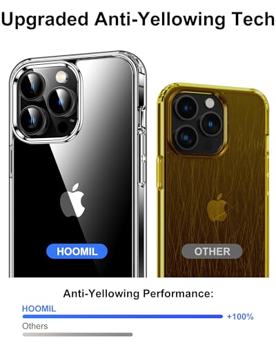 Image of HOOMIL Case for iPhone 14 Pro Max 6.7-Inch, Non-Yellowing, Drop Protection, Anti-Scratch Transparent Hard Back Phone Cover - Black Clear