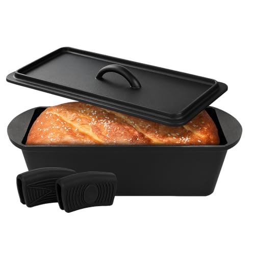 Xenia Living 28cm Brotbackform aus Gusseisen mit Deckel und Silikongriffen–ofenfest, mit pflanzlichem...