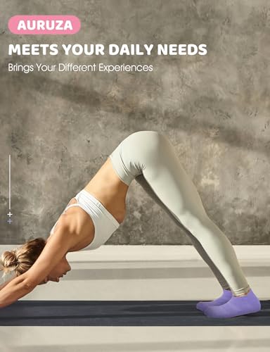 Image of AURUZA Grip Socks for Women Men Pilates Grip Socks Non Slip Yoga Sock with Grips for Barre Barefoot Hospital Grippy Sock