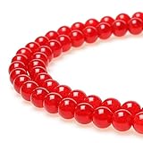 MJDCB Natural Red Jade Round Loose Beads for Jewelry Making DIY Bracelet Necklace (12mm)