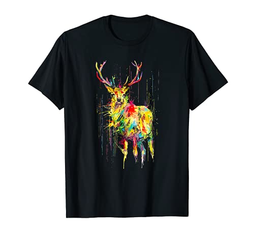 Ciervos - Lloviendo colores | Acuarela Arte de Philipp Grein Camiseta