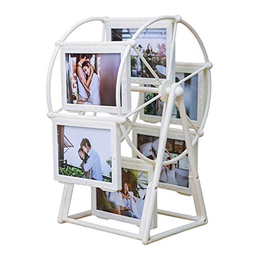 Wall & Table Top Frames Rotating Ferris Wheel Photo Frame 6 Photo Frames with Glass Front Cover 12 Photos Displaying 3.5x5 Inch Photos Suitable for Desktop Countertops Hanging Picture Frames Wall Moun