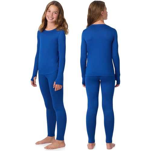 Image of Cuddl Duds Lightweight 2 Piece Active Base Layer Matching Sets for Girls | Kids Everyday Activewear, Long Sleeve Top & Leggings, Back to School & Gym Clothes, Breathable Moisture Wicking Lounge Set
