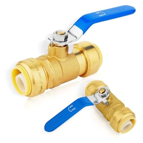 HeSun 2-PCs Push Fit Ball Valve, 1-Inch Push-to-Connect Full Port Shut-off Valve for Hot and Cold Water,with 1 Disconnect Clip, PEX,Copper,CPVC, Blue Valve Cover