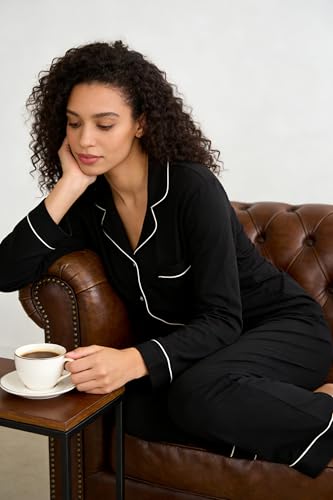 Image of HEARTNICE Womens Pajama Set, Soft Long Sleeve Pajamas & Long Pants with Pockets, Button-up Sleepwear Lounge Pjs
