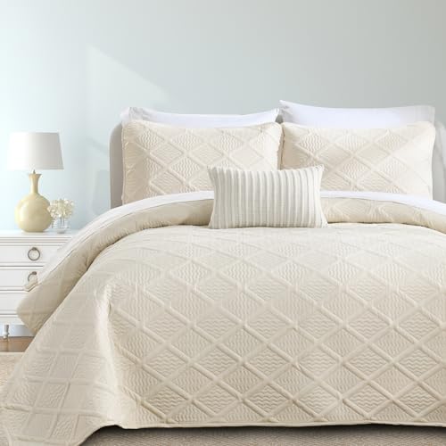 Yiran Queen Quilt Set Beige Spring Summer Bedspreads Bedding Set