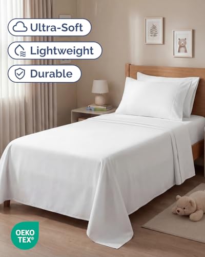 Image of Twin 4 Piece Bed Sheet Set - Comfy, Breathable & Cooling Sheets - White
